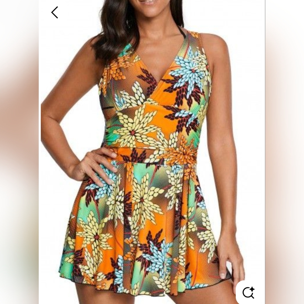 Vibrant Tropical Floral Swimsuit Top Swimwear Women's XXL 2XL TOP BRA Pool Beach